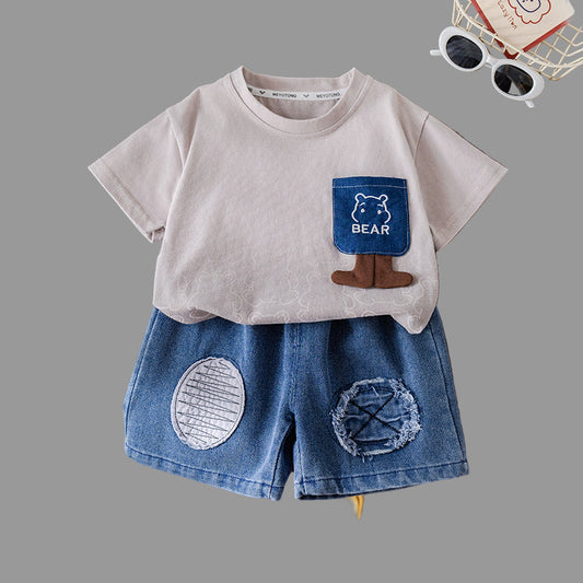 Classic Denim Short Set - White