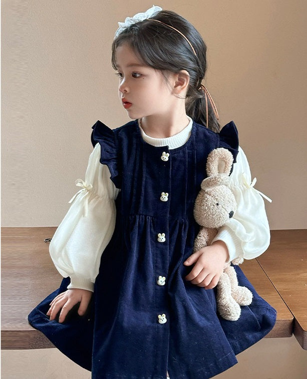 Denim Overdress with White Top Set