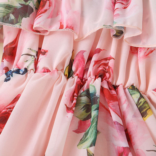 Charming Soft Pink Floral Dress