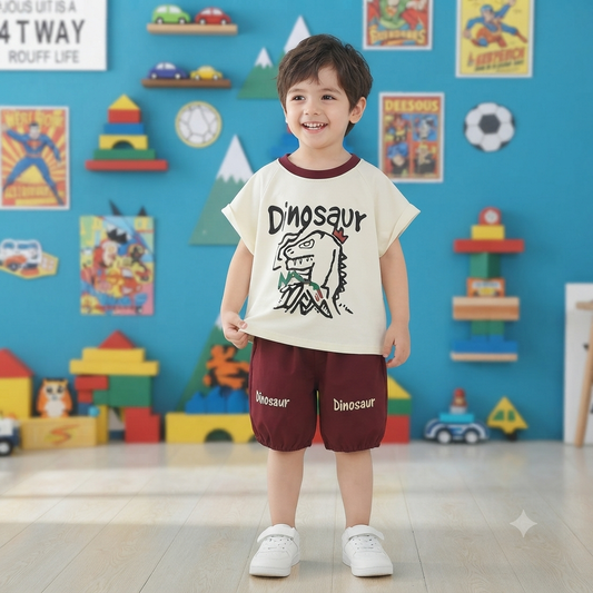 Maroon Dinoo Short Set