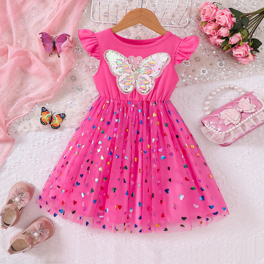 Designer Pink Butterfly Party Dress