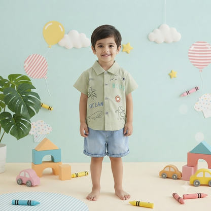 Green Jaami Short Set