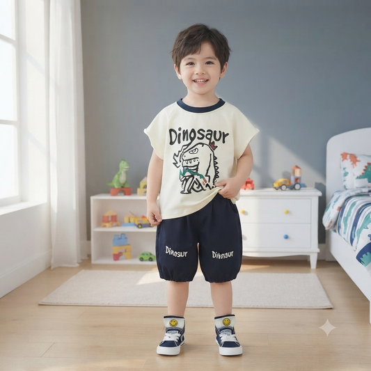 Blue Dinoo Short Set