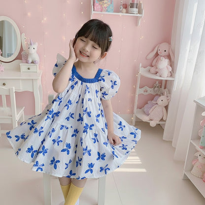 Casual Cotton Blue & White Dress