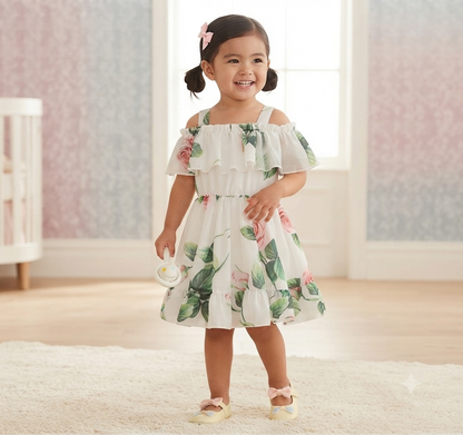 Soft White Floral Dress