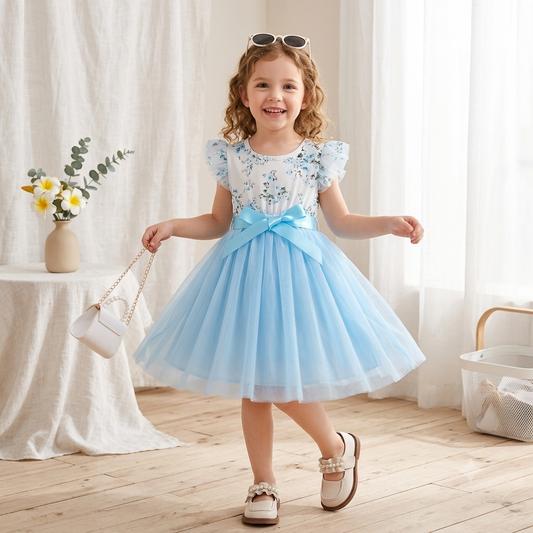 Cyan Dress with Modern Flair