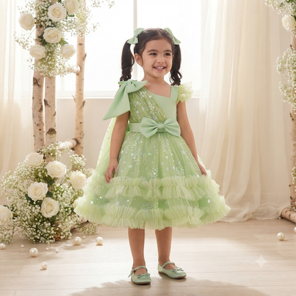 Green Twirl Glam Dress