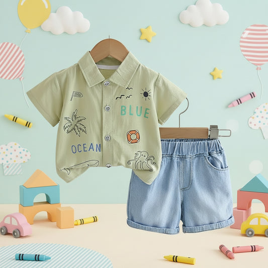 Green Jaami Short Set