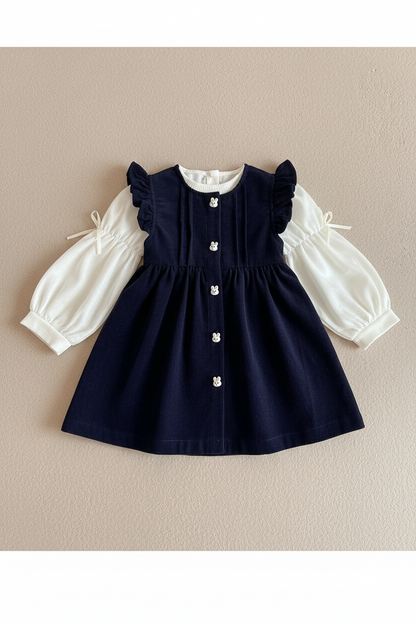 Denim Overdress with White Top Set