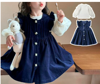 Denim Overdress with White Top Set