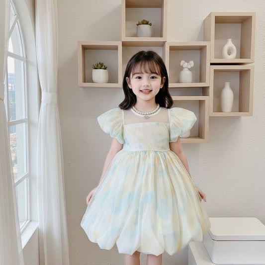 Golden Pearl Net Frock