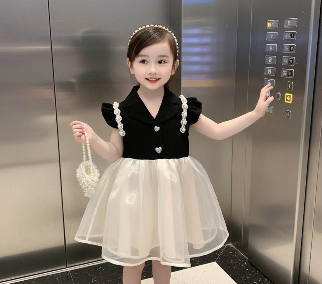 Stylish Little Golden Charm Frock