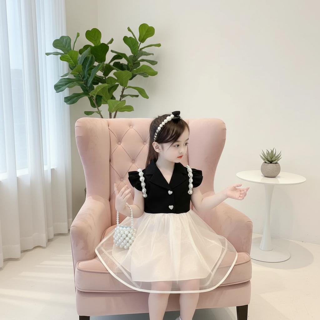 Stylish Little Golden Charm Frock