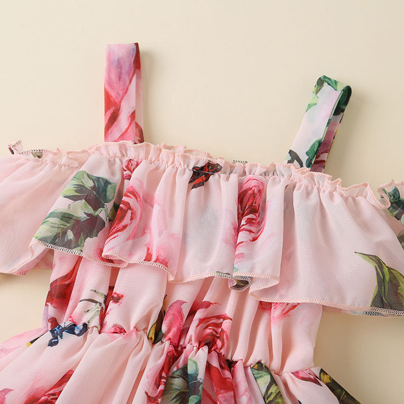 Charming Soft Pink Floral Dress