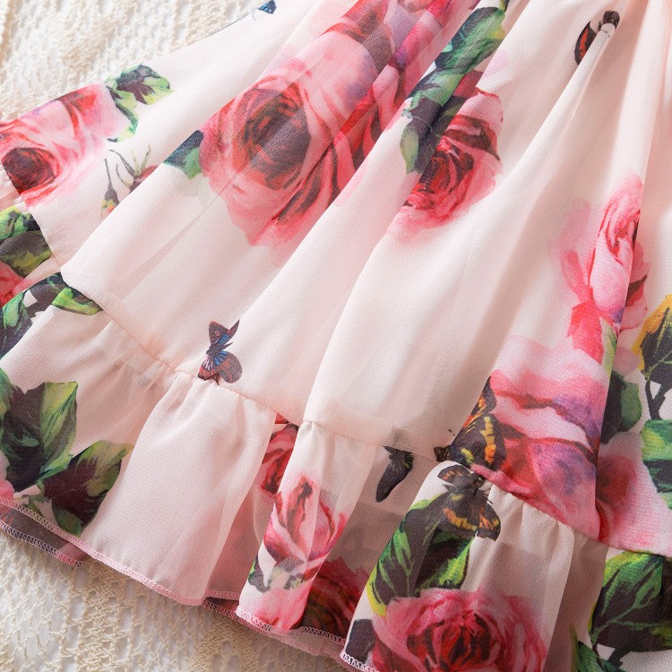 Charming Soft Pink Floral Dress